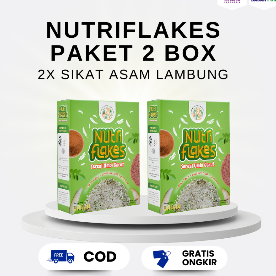 

NUTRIFLAKES Paket 2 Box - Sereal Oatmeal Menyembuhkan Asam Lambung dan Gerd 280gr/box