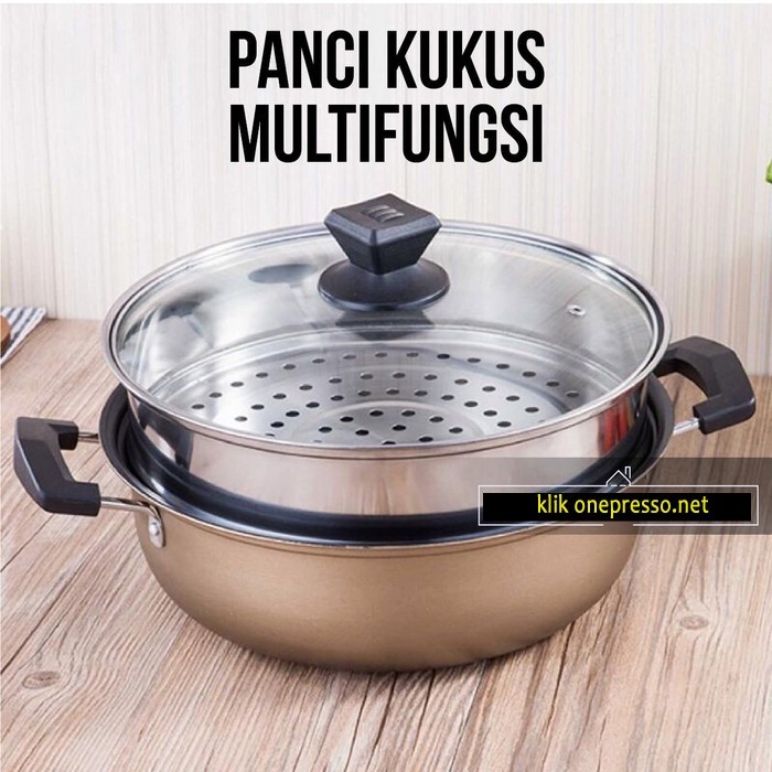 Panci 28cm Kukus WARNA 2 Susun Stainless