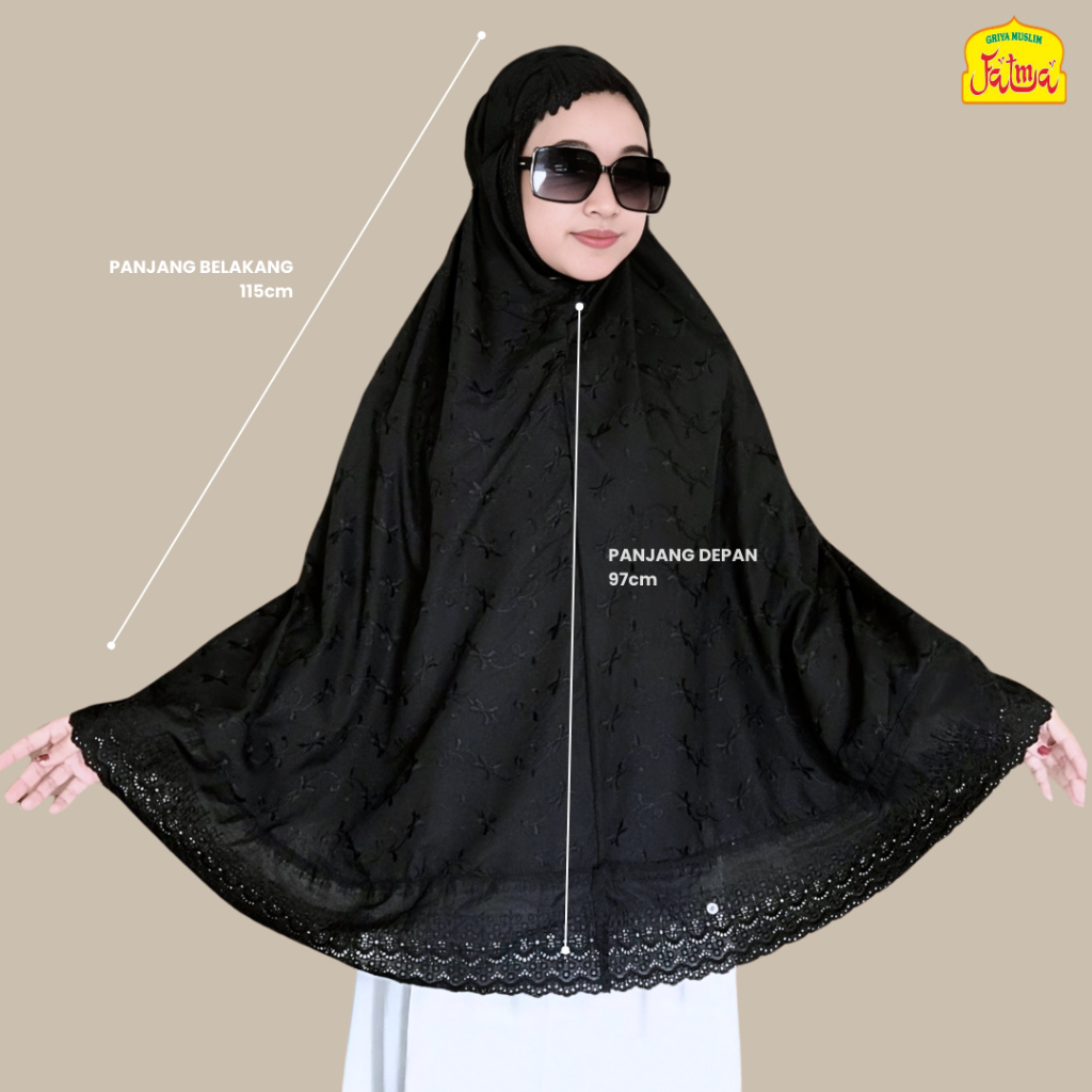 Jilbab / Kerudung / Bergo Jumbo, Bordir Hitam Haji Umroh by Griya Muslim Fatma