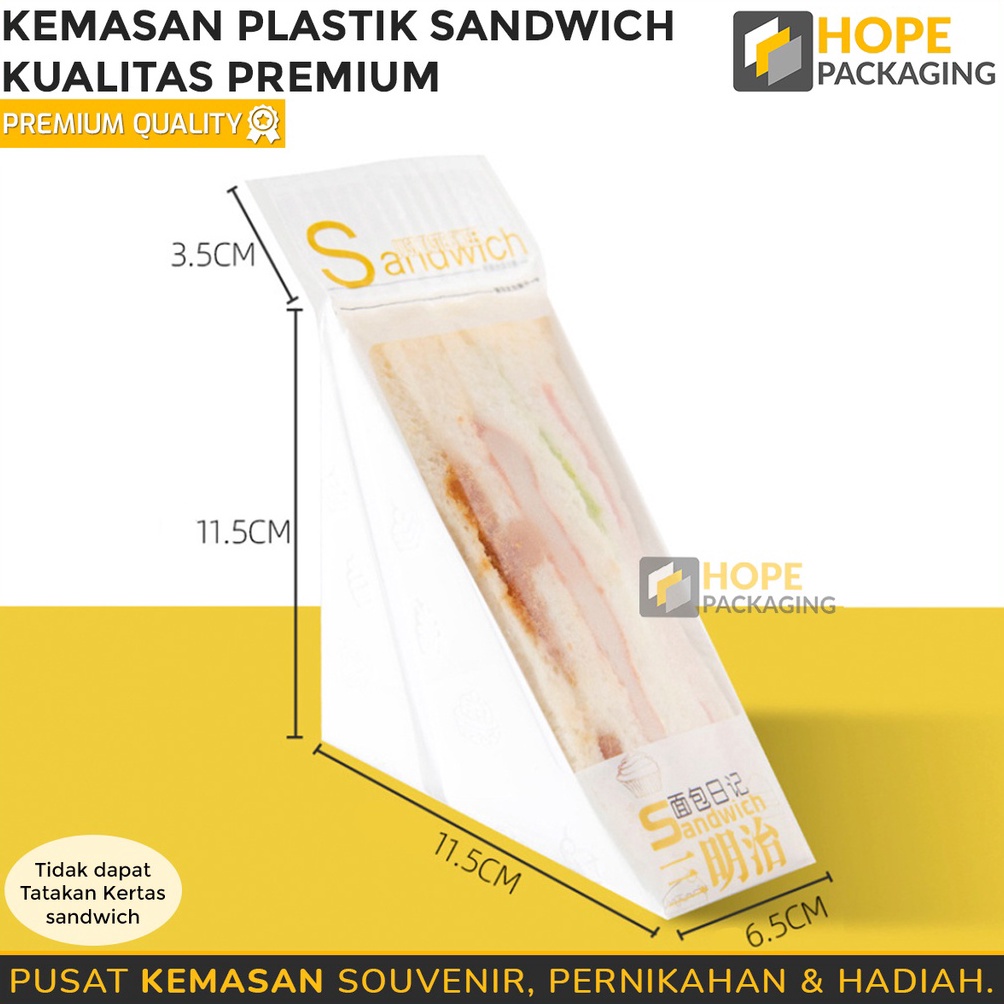 

SPESIAL Harga 5 pcs Kemasan Plastik Sandwich Segitiga Kualitas Premium Packaging Sandwich Food Tanpa Kertas
