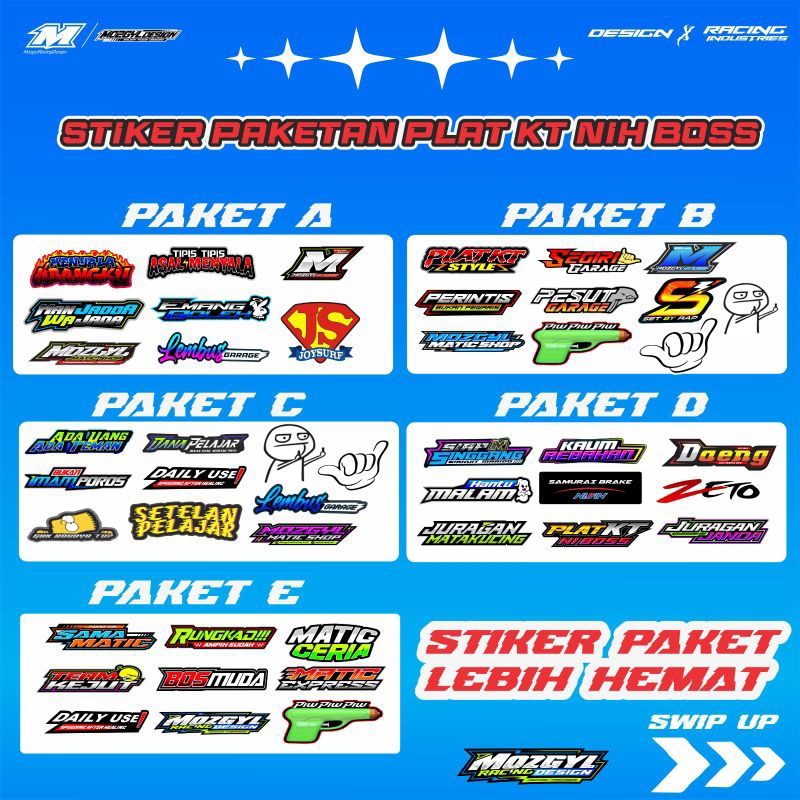 

STIKER SET PACKS VIRAL PLAT KT , STIKER MURAH