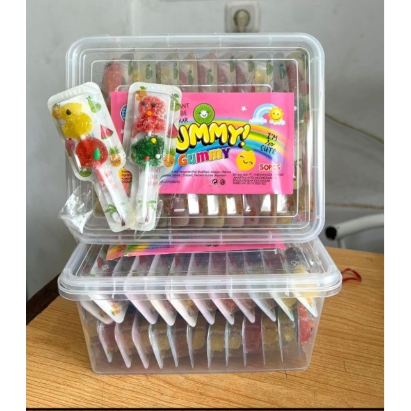 

JELLY GUMMY LOLIPOP PERMEN JELLY KEMASAN 1 B0X ISI 50 PCS