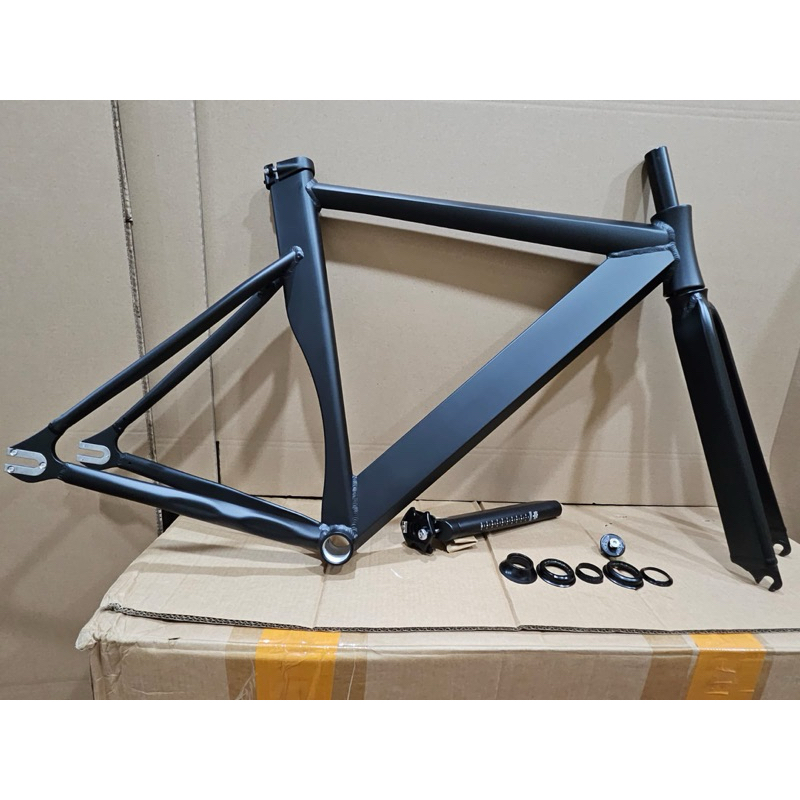 Frameset Fixie Aero Warna Hitam polos Bahan Aluminum Alloy 6061