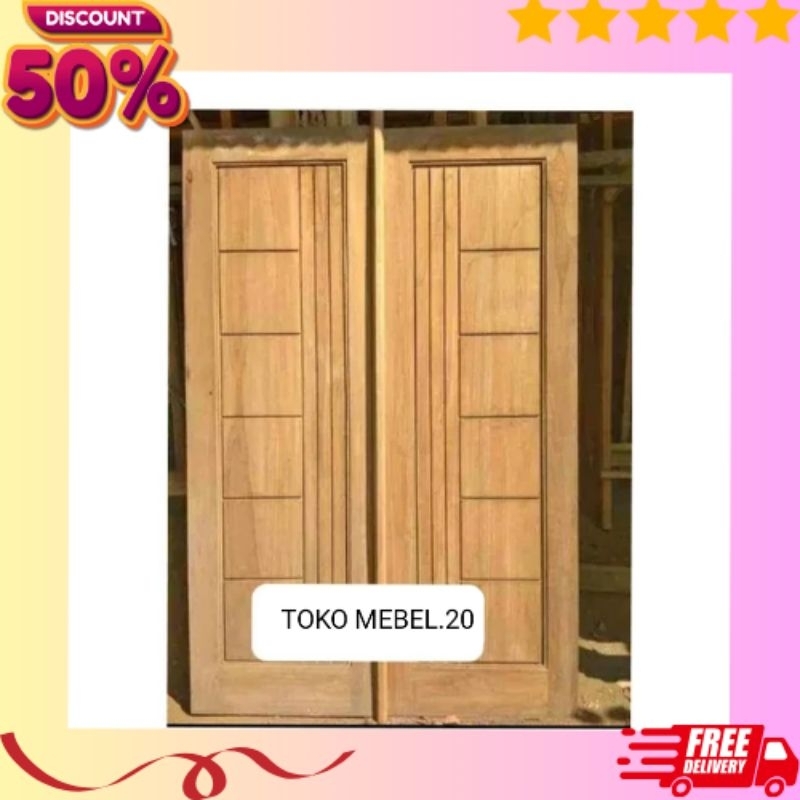 Redy Stok Daun Pintu Tarung Pintu Depan Minimalis Kayu Mahoni