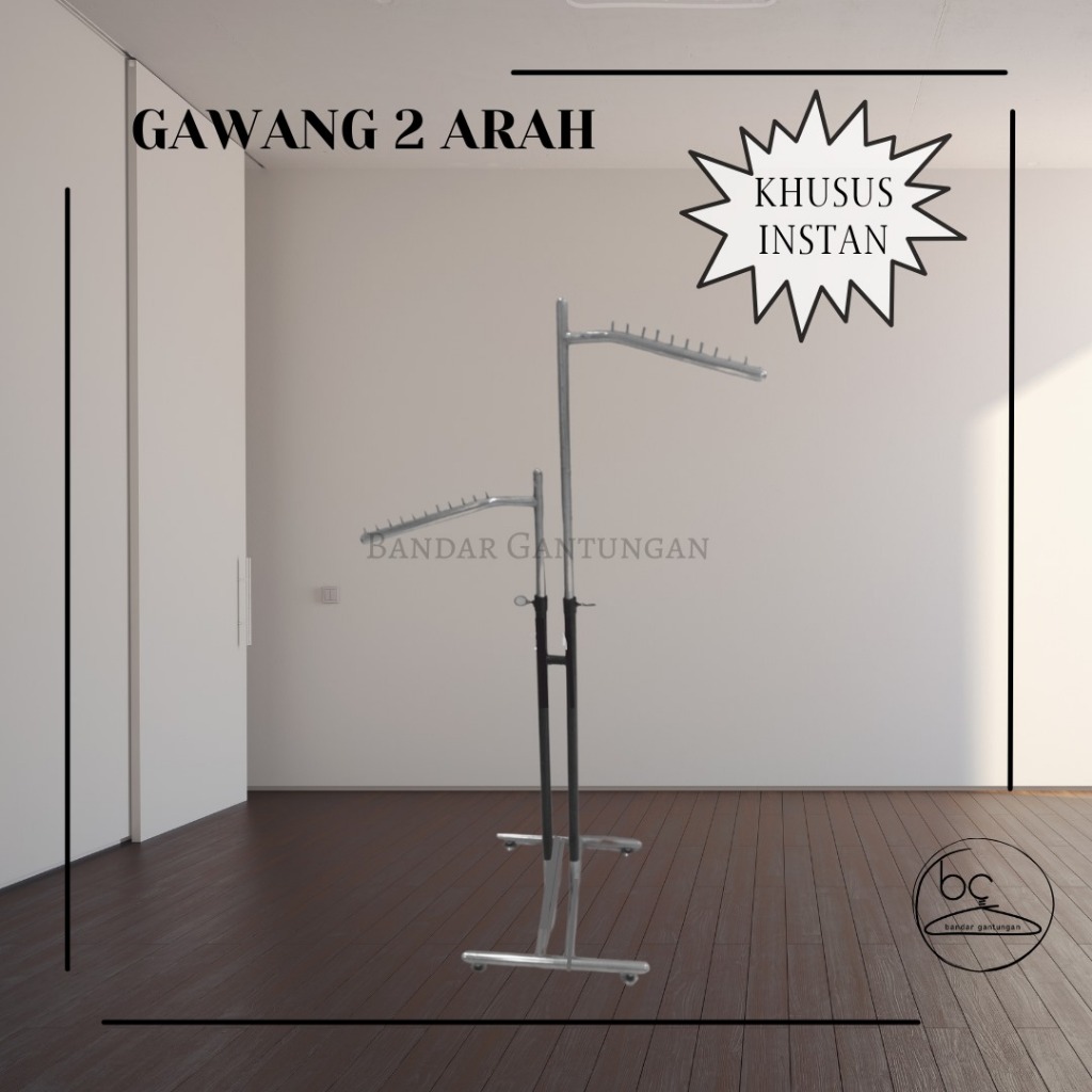 Gawang Baju 2 Arah Display Standing Hanger Baju Besi Gawangan Baju Besi 2 Arah-BH