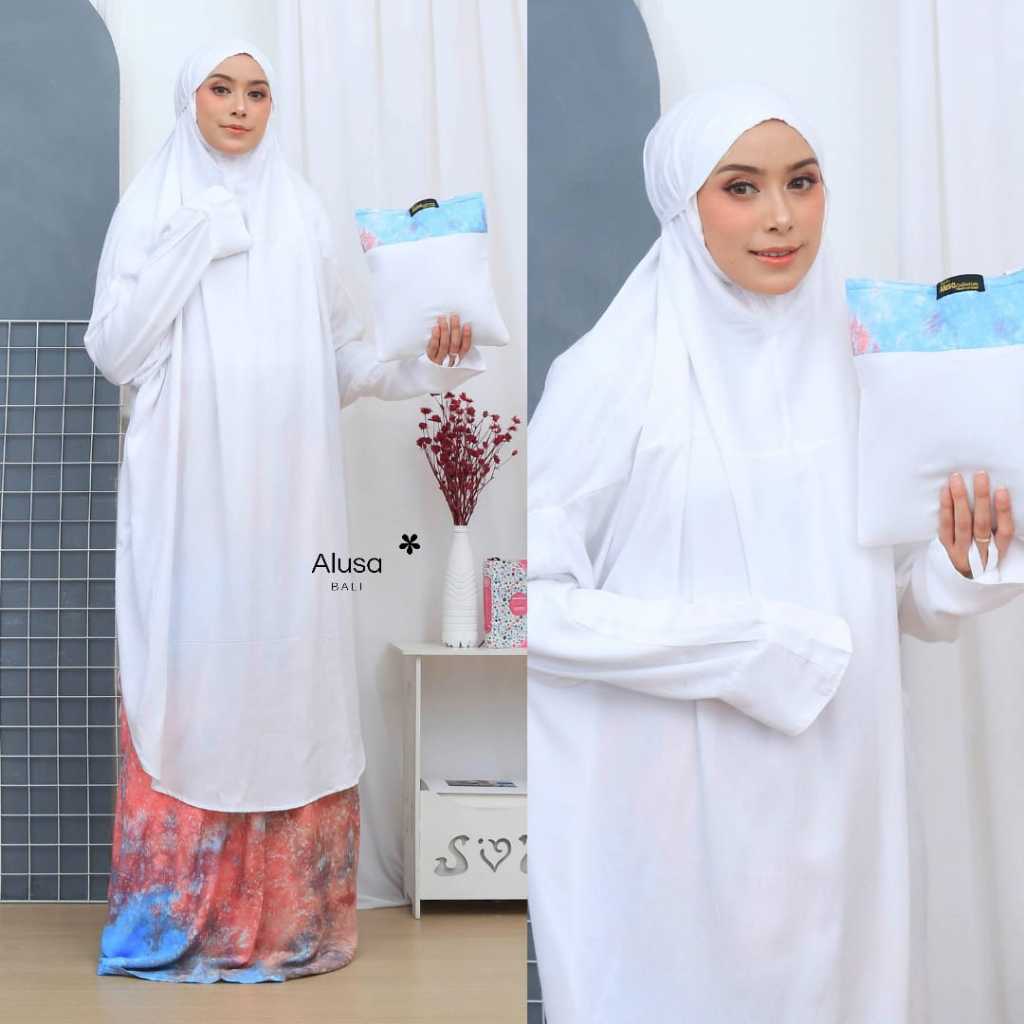 Mukena Alusa Tunik Berlengan Amna                                    ⠀                      Mukenah 
