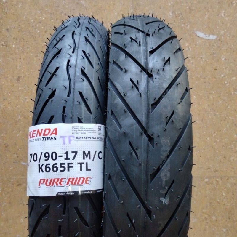 Ban Luar Depan Belakang KENDA K665 K665F Ring 17 70/90-17 80/90-17 TUBELESS TL Tube Type Motor Bebek