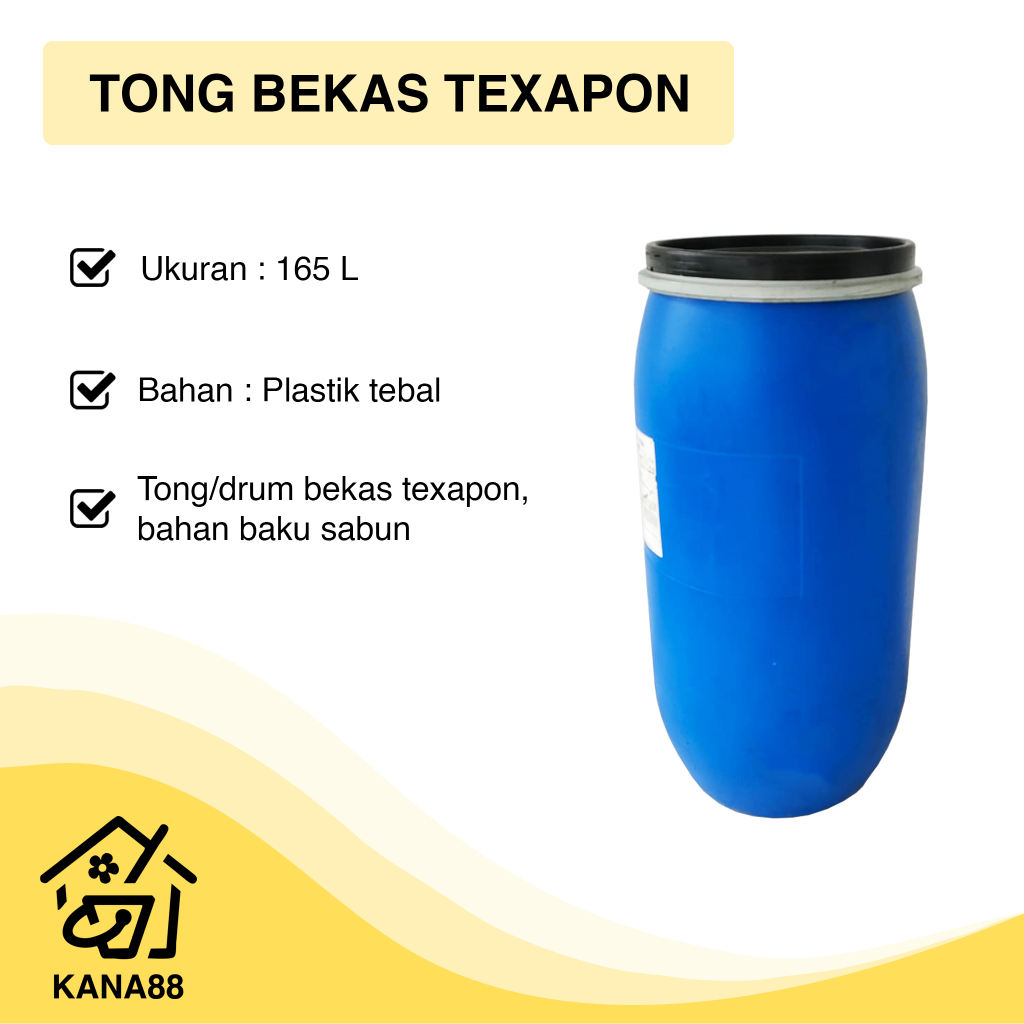 Tong/Drum Baru/Bekas Texapon 165L Tong Plastik Pengunci Tong Sampah