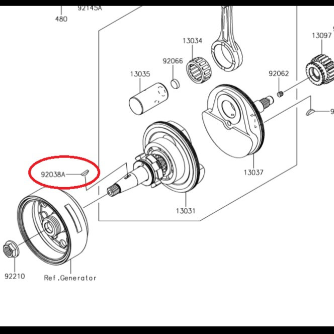 Spi Magnet W175 Key Woodruff Kawasaki W175 Original Part