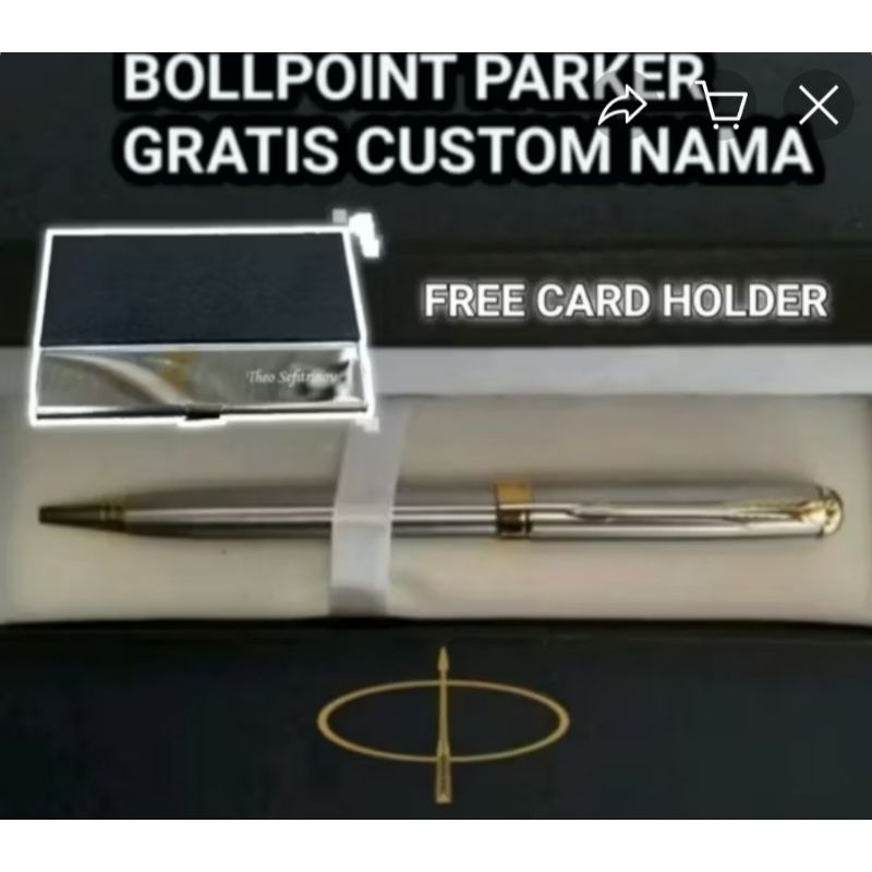 

Bulpoint Parker Stainless Gold Free Card Holder Luxury Gratis Grafir Nama/Logo + Box Exclusive