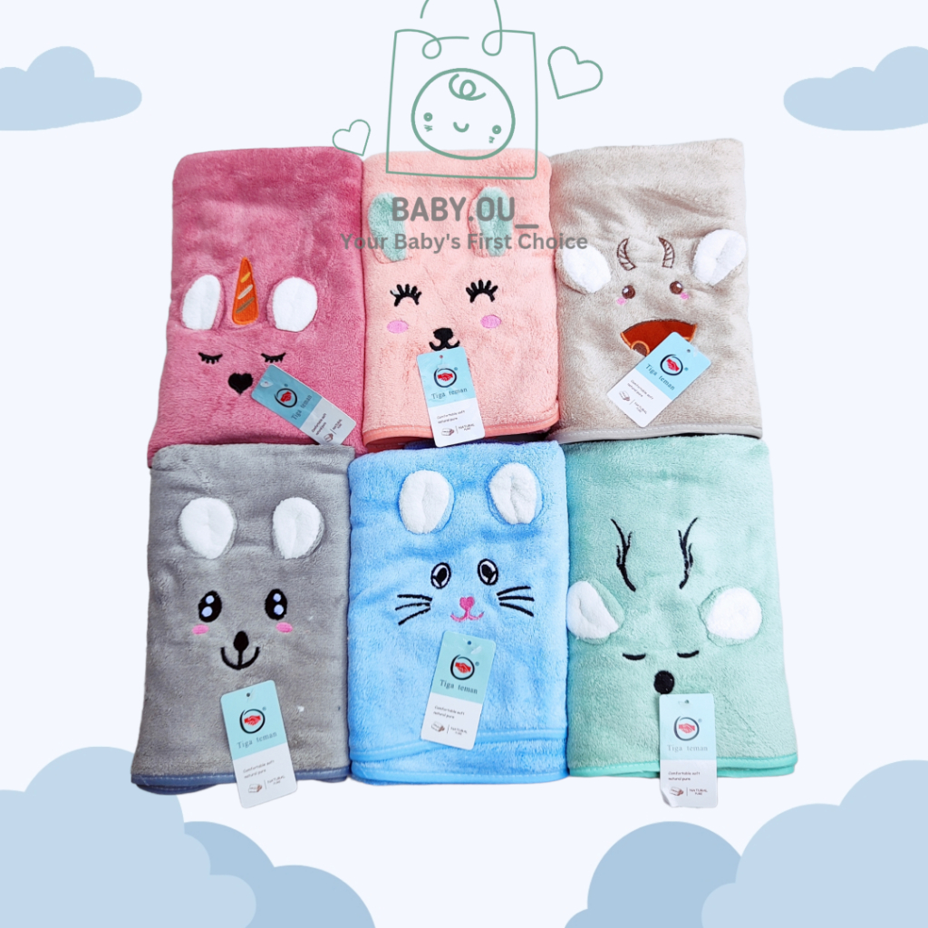 Handuk Mandi Bayi & Anak Lembut Kualitas Premium Microfiber Motif Telinga