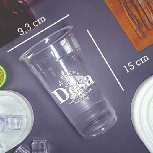 GELAS PLASTIK 22 OZ ES TEH DESA DATAR BESAR / KECIL LUSINAN PLASTIK CUP