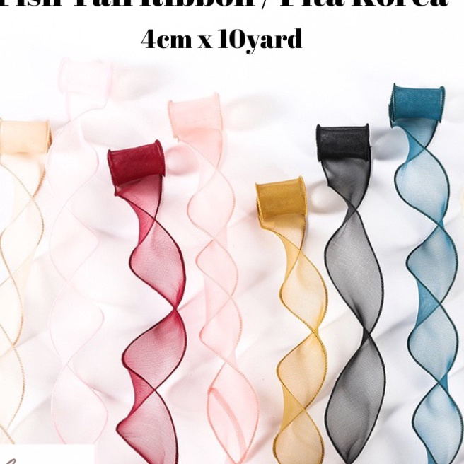 

Terbaru Fishtail Ribbon Pita Organza Korea Keriting Wavy Transparan