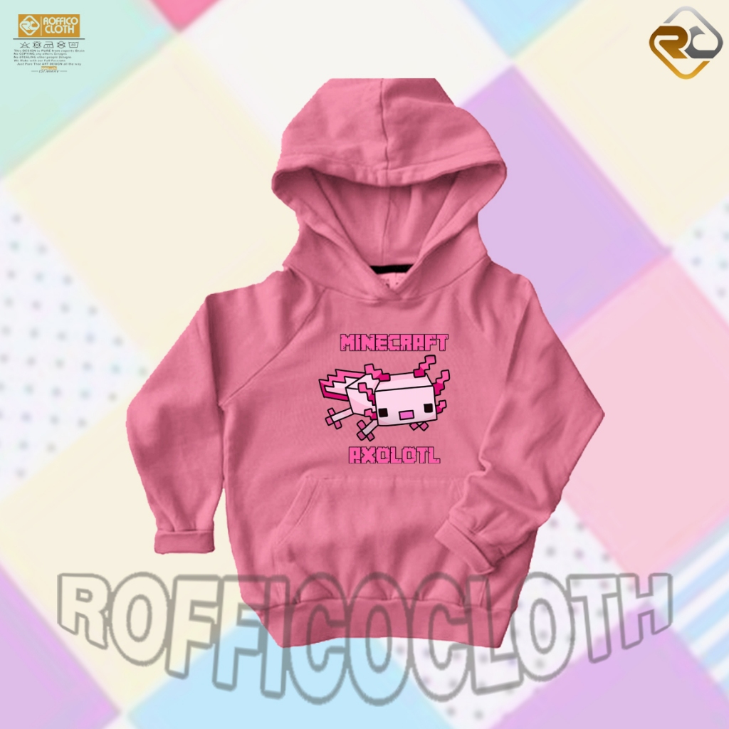 Jaket Hoodie Sweater Anak KARAKTER Minecraft Axolotl - ROFFICO CLOTH