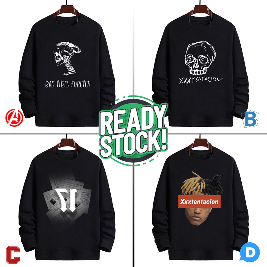 Cotton Sweater XXXTENTACION Crewneck Bahan Katun Fleece Adem Nyaman | READY STOCK | Langsung ORDER A