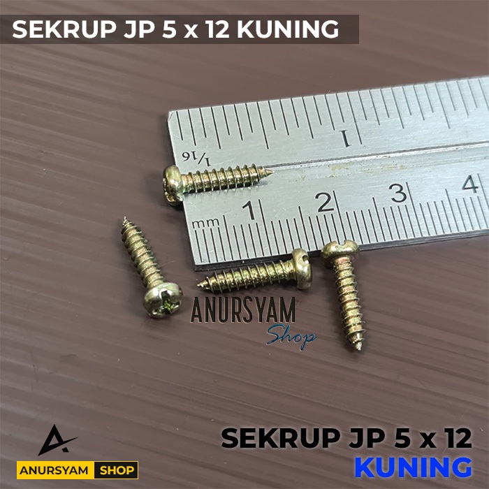Skrup Kuning 5 x 12 mm isi 25 pcs / Sekrup Kecil / Sekrup JP Kuning