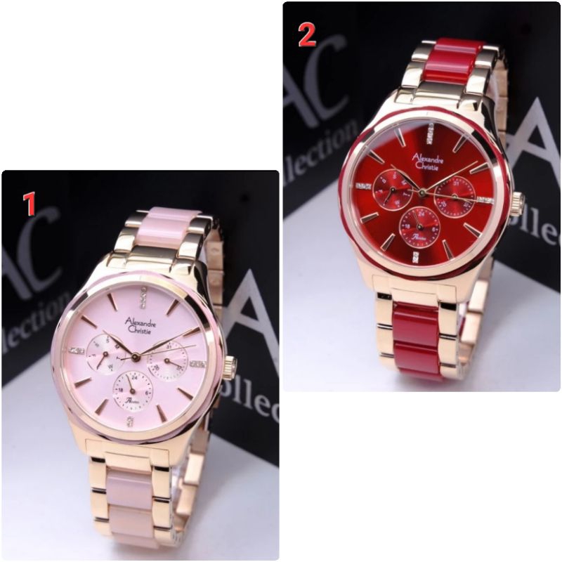 ✓ORIGINAL GARANSI RESMI 1 TAHUN JAM TANGAN WANITA ALEXANDRE CHRISTIE ANALOG CEWEK RANTAI KERAMIK ALE