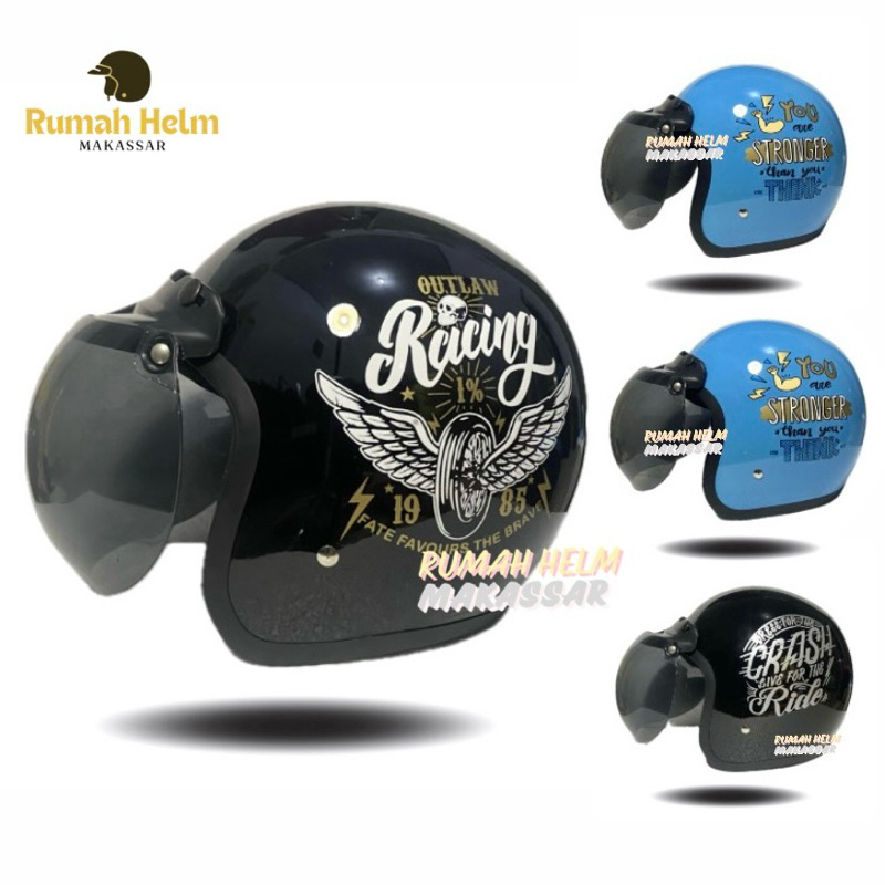 Helm Retro Bogo Dewasa Vespa Klasik Motif Murah
