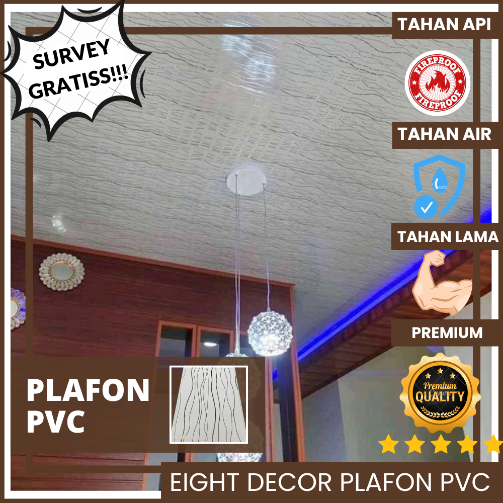 Plafon PVC Murah Minimalis Putih Motif ED-31/Dekorasi Atap Rumah Minimalis/Plafon Minimalis murah