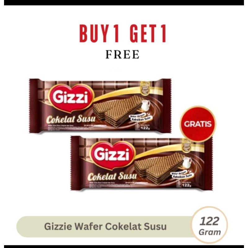 

Gizzi wafer coklat susu 112 gr beli 1 gratis 1