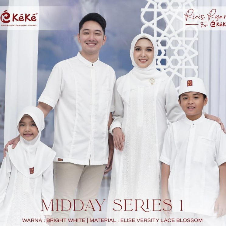 MIDDAY PUTIH RIA RICIS FOR KEKE BY KEKE BUSANA GAMIS ANAK KOKO DEWASA GAMIS DEWASA HARGA PROMO MURAH