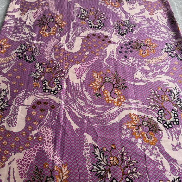 Kain Batik 2 Meter Pekalongan Katun Halus Motif Water Elemen Ungu