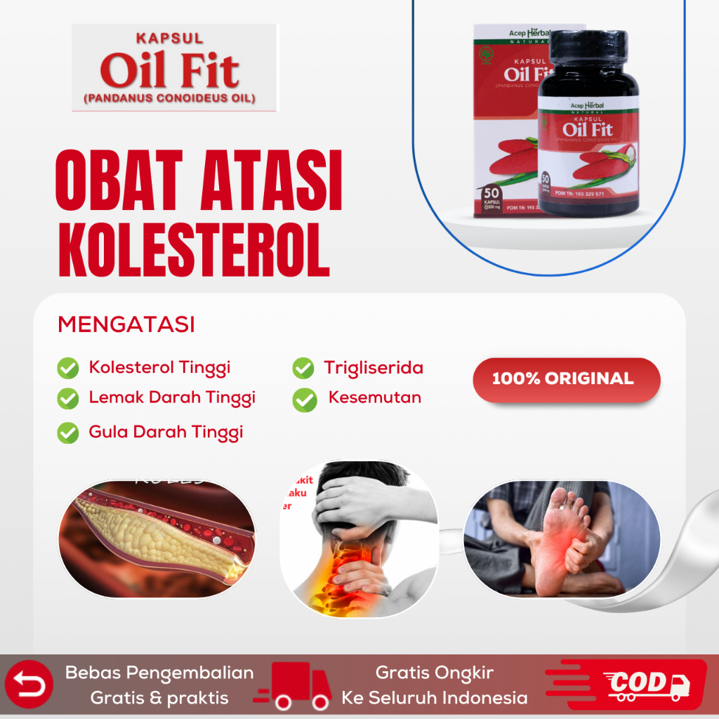 Obat Kolesterol Tinggi Penurun Lemak Darah Tinggi Gula Darah Tinggi Kesemutan Kebas OilFit 50 Kapsul