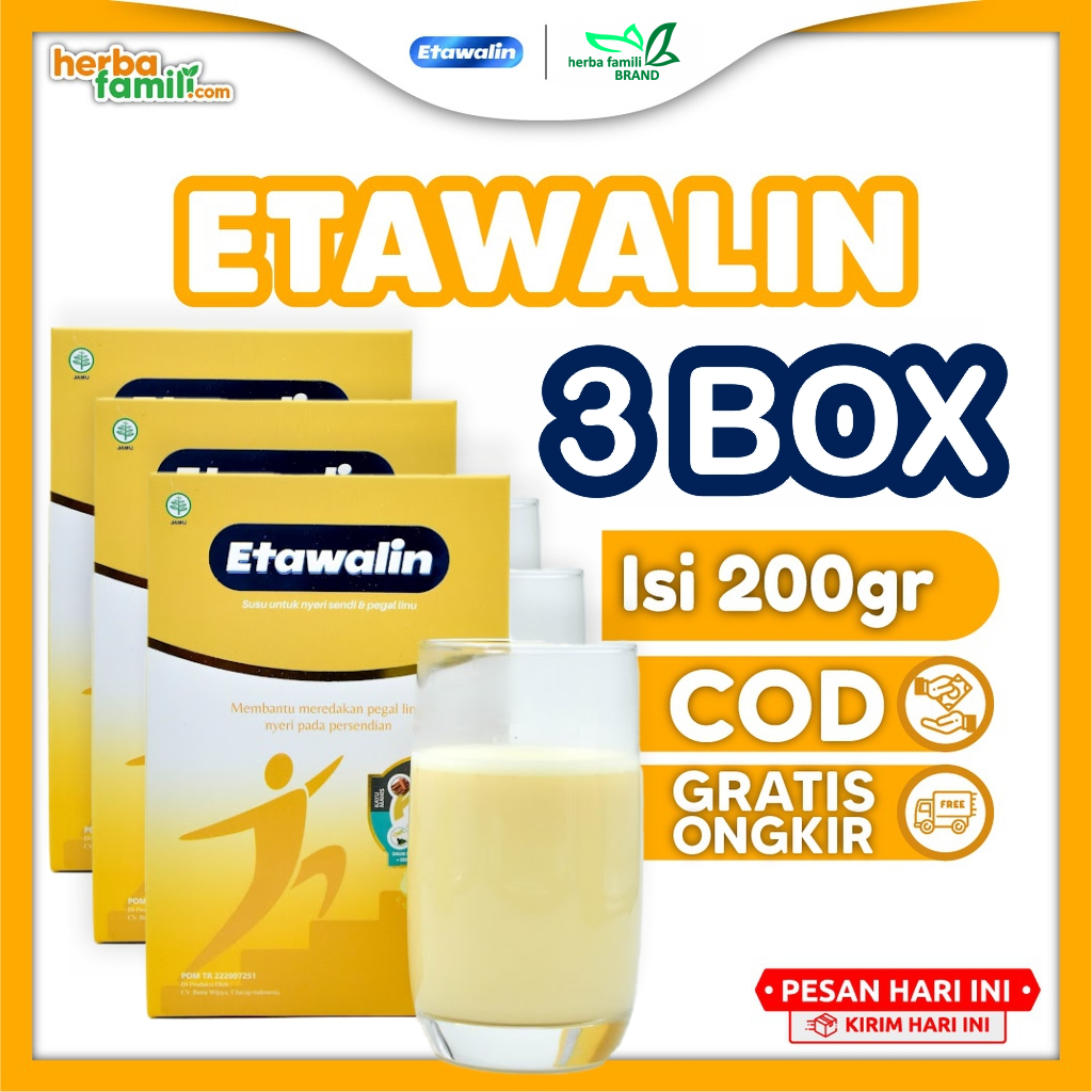 

[VC] ETAWALIN Paket 3 Box - Susu Etawa Bubuk Atasi Nyeri Pinggang Sendi Lutut Asam Urat Rematik Osteoporosis Osteoarthritis Aman Alami Halal BPOM Isi 200 gr