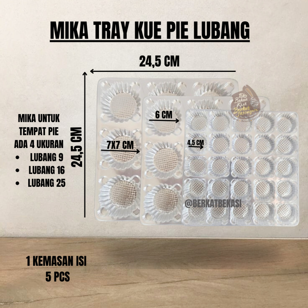 MIKA TRAY KUE PIE LUBANG / ALAS MIKA KUE PIE / ALAS MIKA MOCHI / MIKA ISI 5 PCS