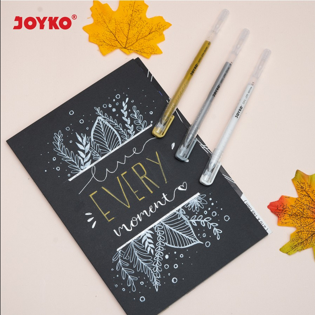 

Color Gel Pen Pulpen Pena Joyko GPC-299 Premium Color 0.5 mm pulpen emas silver dan putih