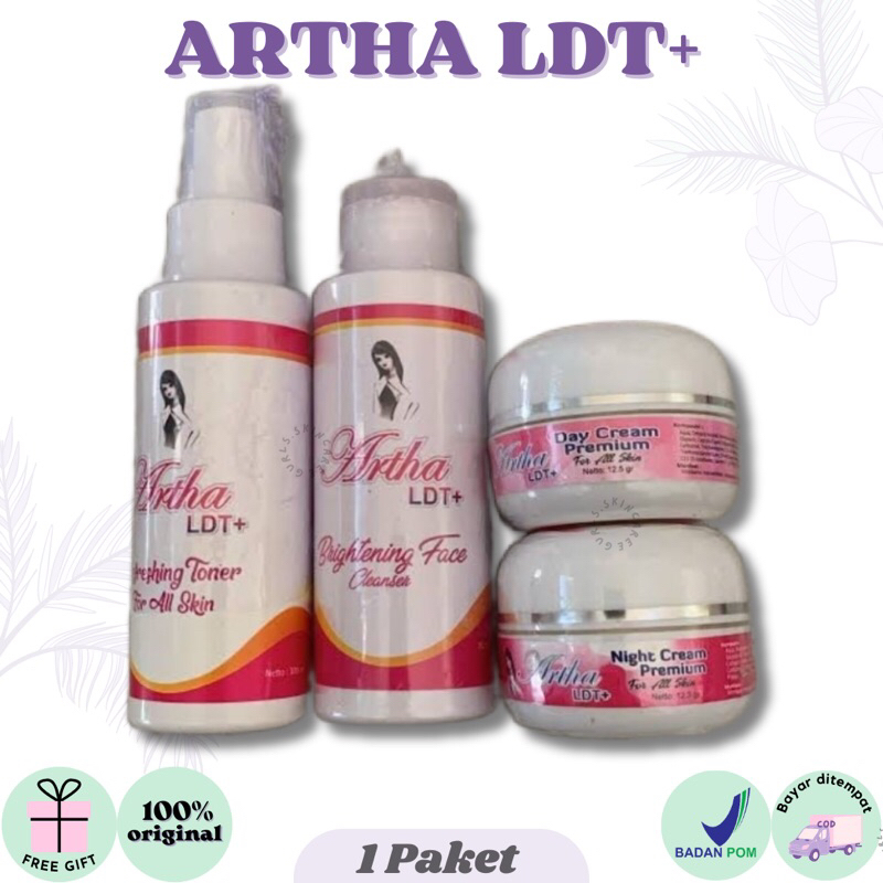(SALE NEAR ED) Artha LDT+ Skincare 1 Paket ( Facial Wash,Toner,Day and Night Cream ) | BPOM