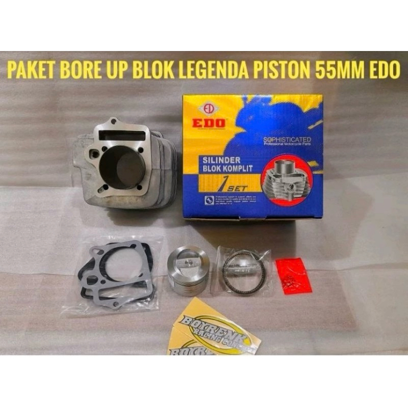 BLOK KOMPLIT BLOK BORE UP SET LEGENDA /REVO LAMA PISTON 55MM EDO-BOYRENK RACING CONCEPT