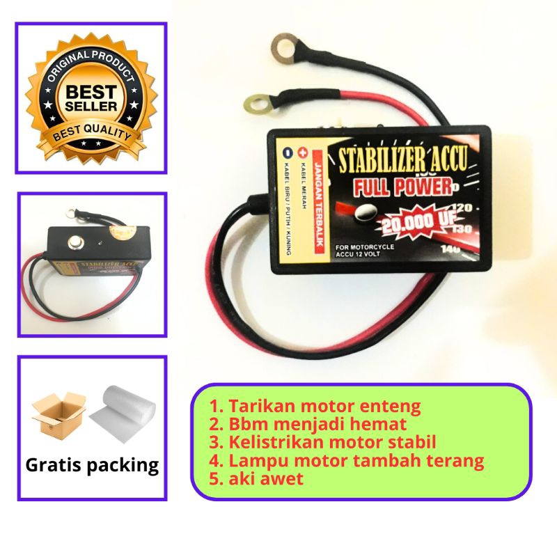Stabilizer aki motor, power up motor, stabilizer pengapian motor