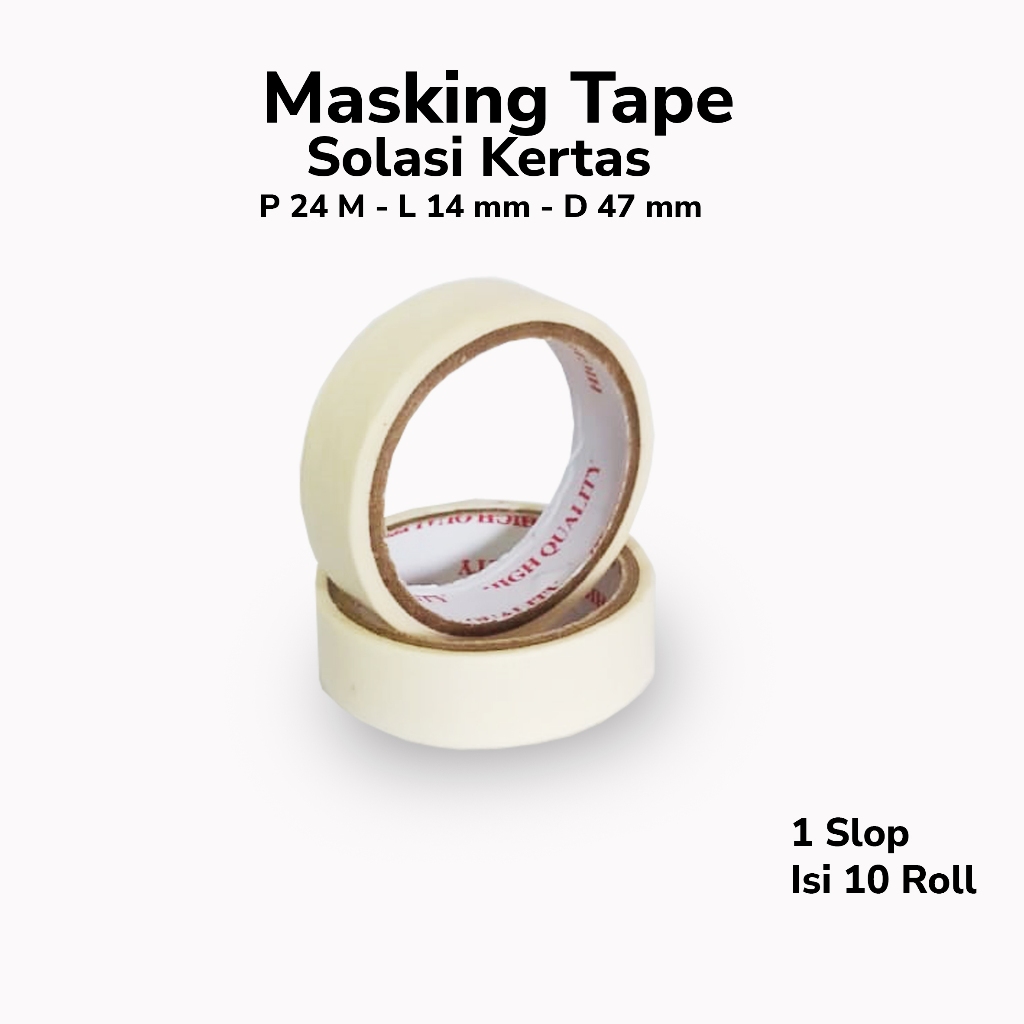 

High Quality | Masking Tape 14mm | Lakban Kertas | Isolasi Selotip Kertas | Masking Tape Murah | Masking Tape Panjang 200cm | Selotip Kertas