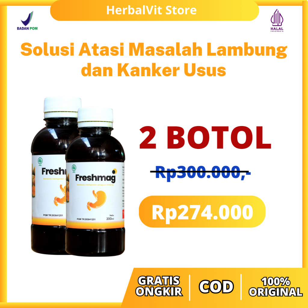 

Paket 2 Botol Freshmag - Freshmag Madu Herbal Solusi Untuk Atasi Masalah Pada Lambung dan Usus