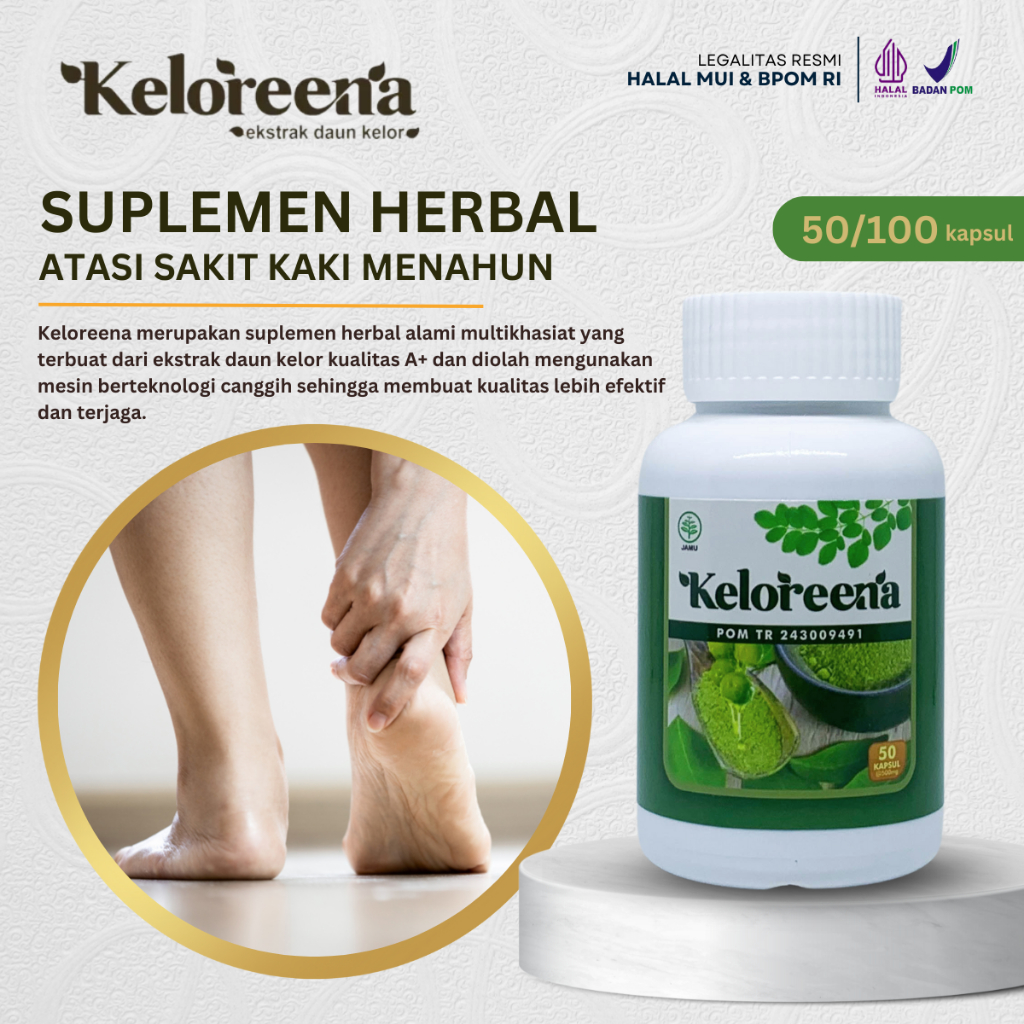 Keloreena Kapsul Obat Sakit Kaki Kebas & Kesemutan, Obat Sakit Telapak Kaki Tumit Plantar Fasciitis