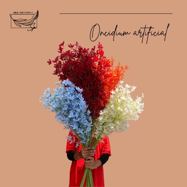 (QC) ONCIDIUM ARTIFICIAL FLOWERS BUNGA ANGGREK PALSU / BUNGA HIAS PLASTIK LUCKY HIASAN DINDING DEKOR