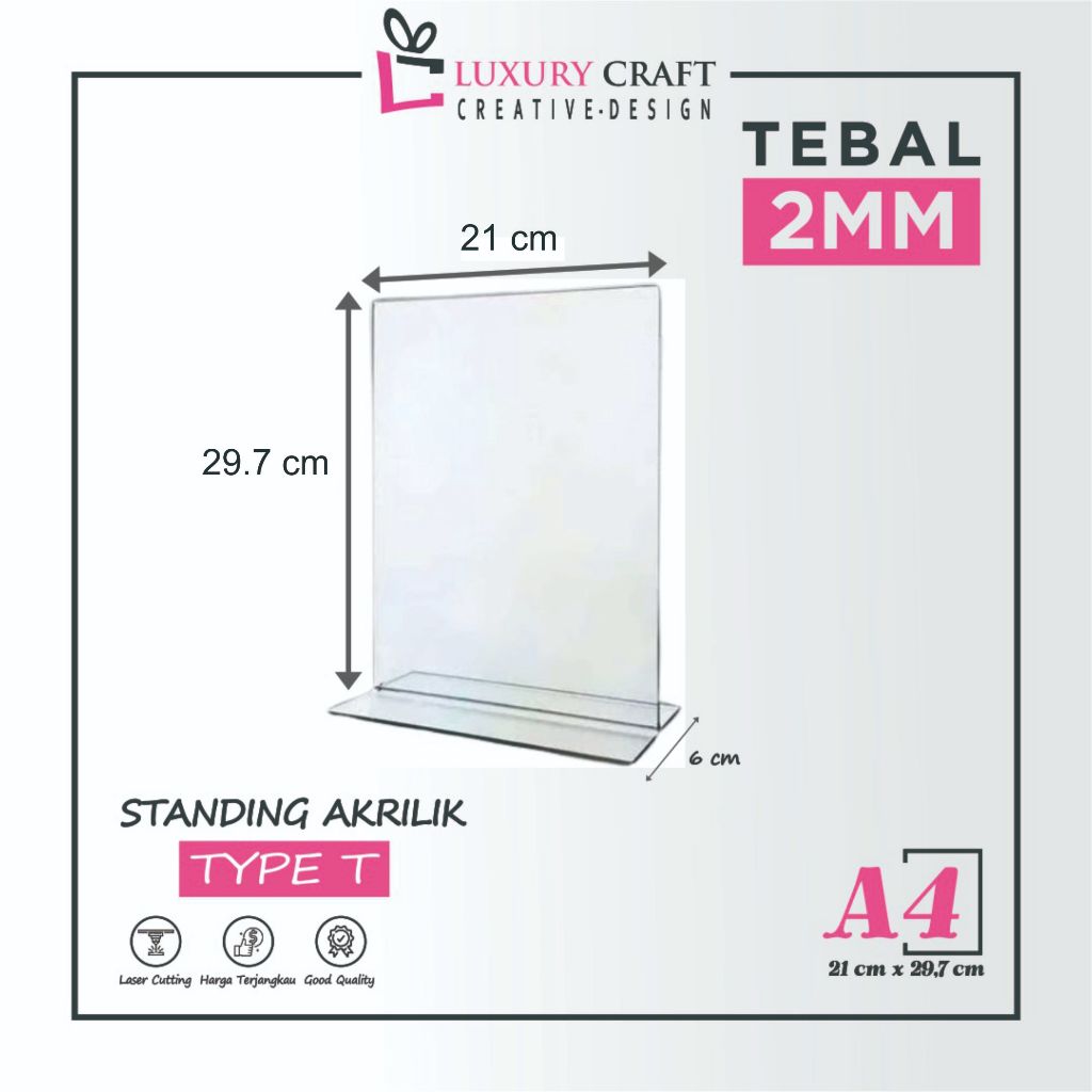 

Tempat Brosur Akrilik / Tent Card Holder Qris Barcode / Nomor Menu Meja Portrait & Landscape T - Ukuran A4 2mm