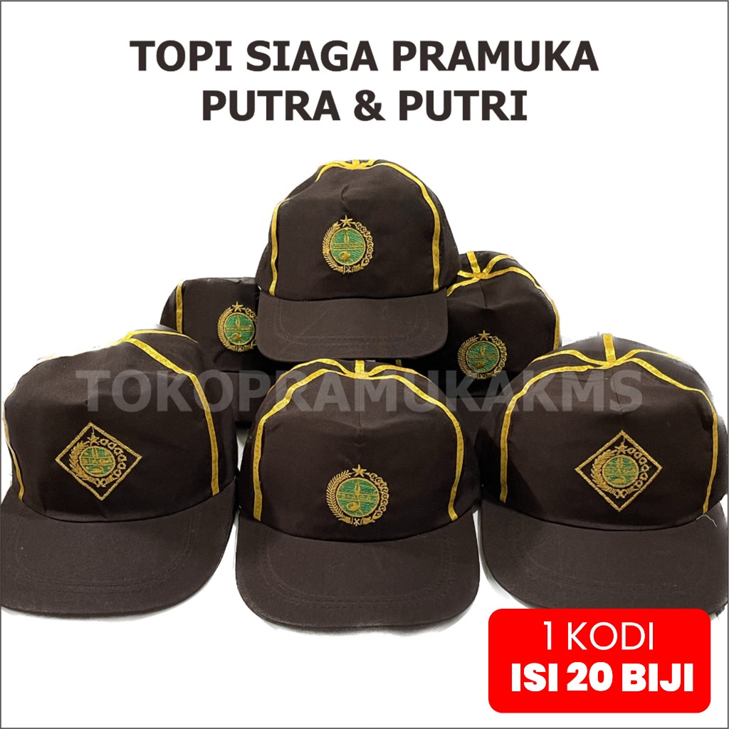 Topi Pramuka SIAGA KODIAN ISI 20 TOPI Putra Putri Bordir Lis Kuning kodian GROSIR PRAMUKA