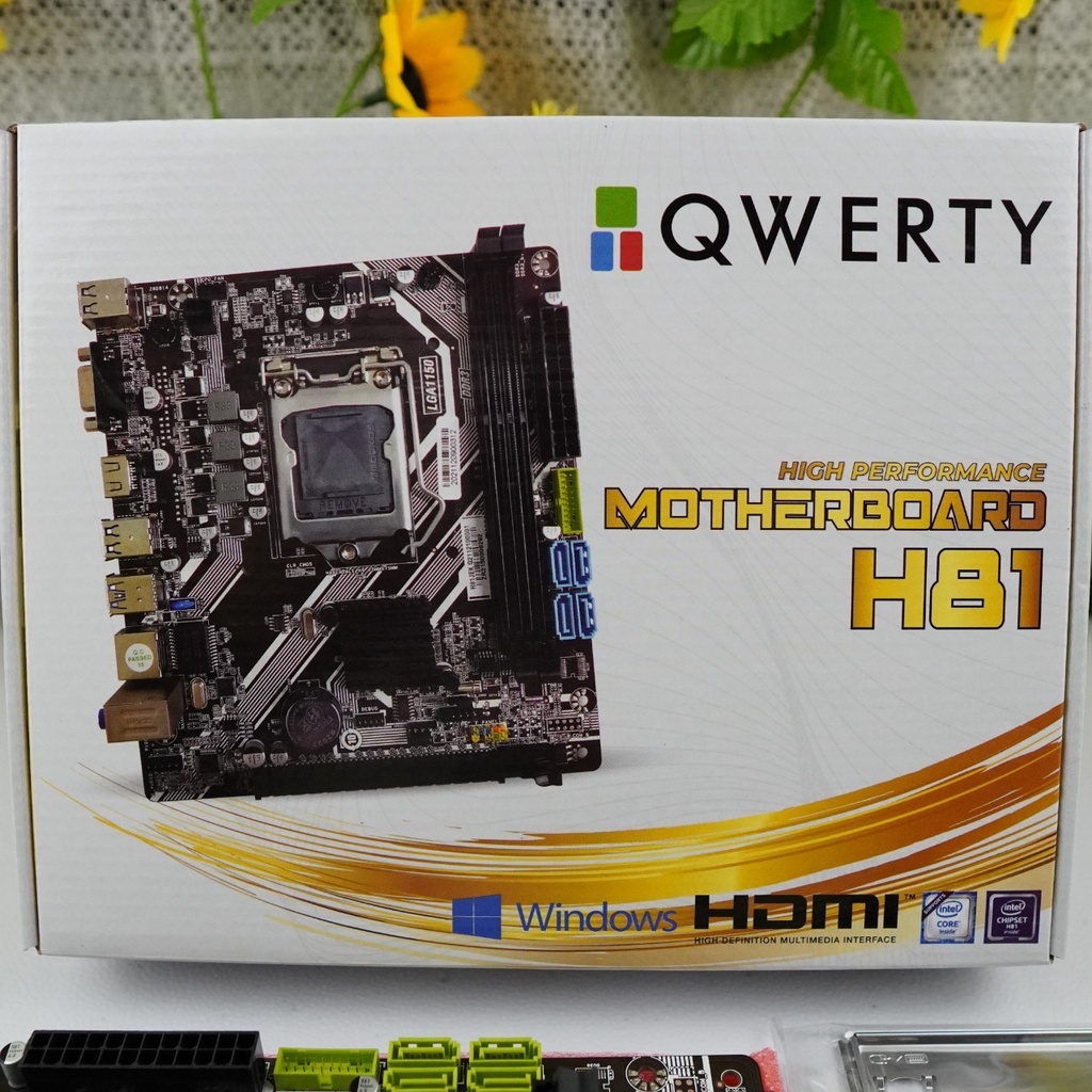 Motherboard Qwerty H81 Box White Support M.2 NVME Socket LGA1150 DDR3 Garansi Resmi
