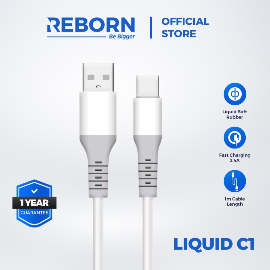 REBORN Liquid M1 C1 L1 Kabel Data Durable Micro Type C Lightning 3A Quick Charge