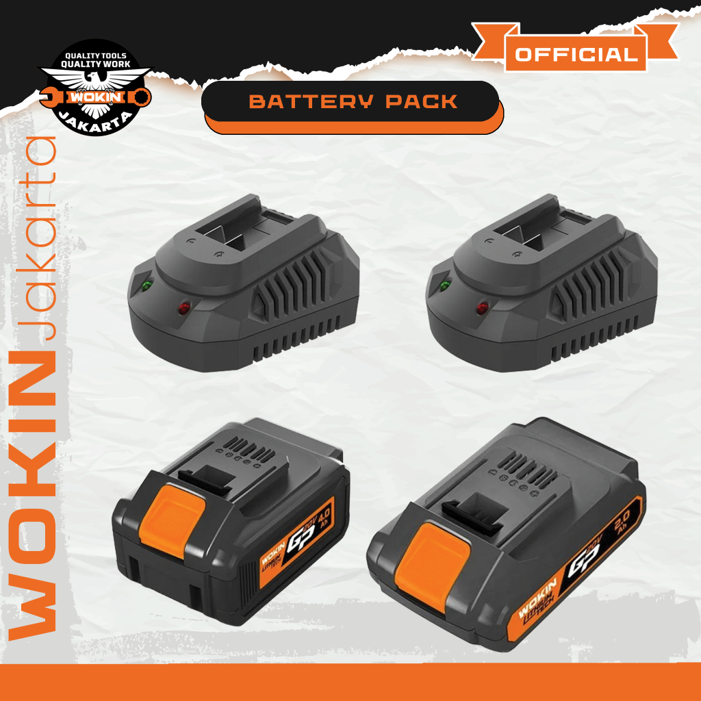 Li-ion Battery Pack Wokin 2,4A | Baterai Cordless Tools Wokin 4A | Fast Li-Ion Battery Charger 2.4A 