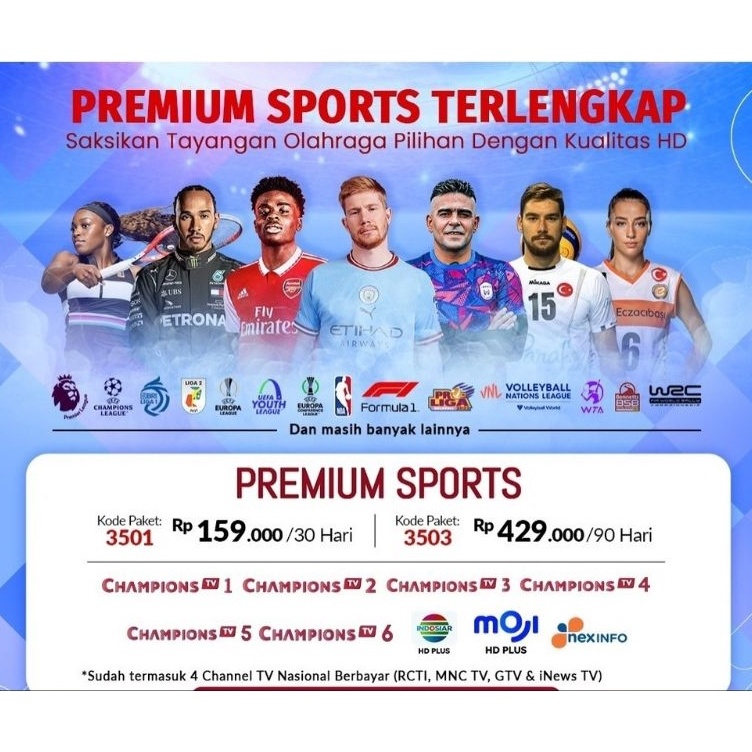 KODE K44L Paket Premium Sports Nex Parabola Paket 351 Nex Parabola 3 Hari PROMO