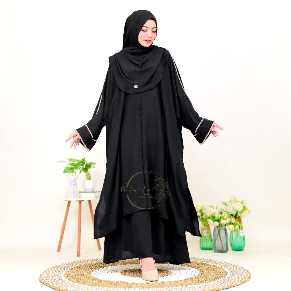 Set Abaya Tifani Rok+Tunik matt cringkle airflow premium Tunik Set Rok Pashmina