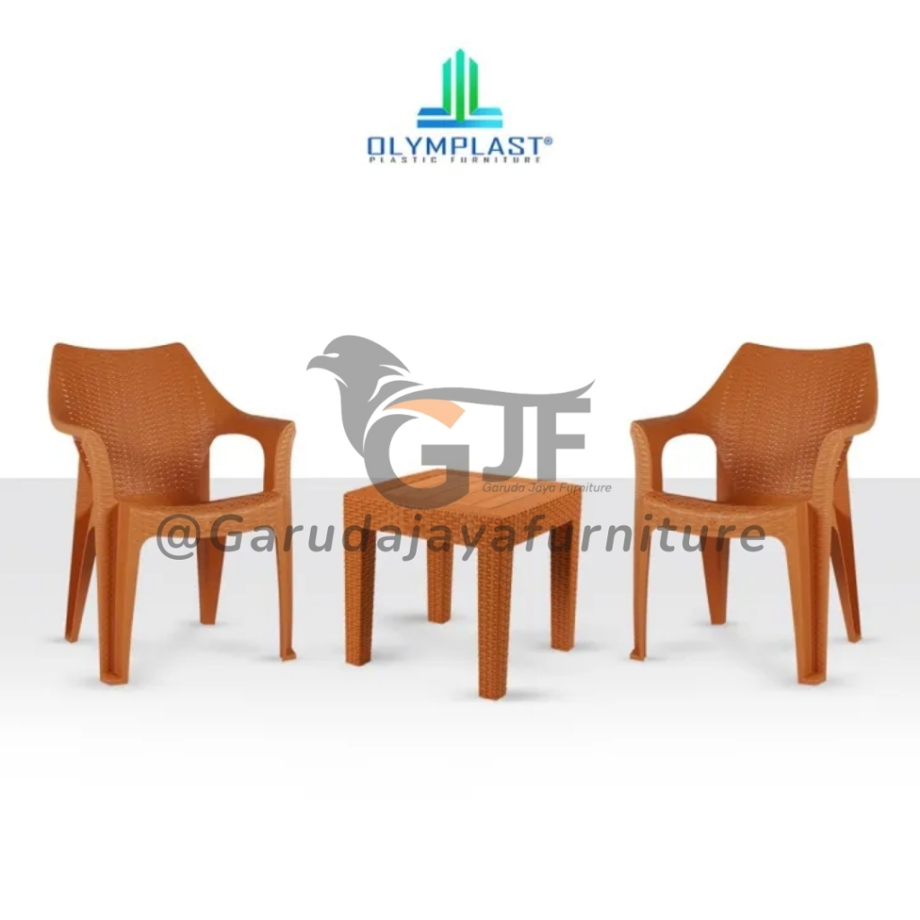 KURSI TERAS PLASTIK MEREK OLYMPLAST / KURSI TERAS 2 KURSI + 1 MEJA MERK OLYMPLAST/KURSI PLASTIK OLYM