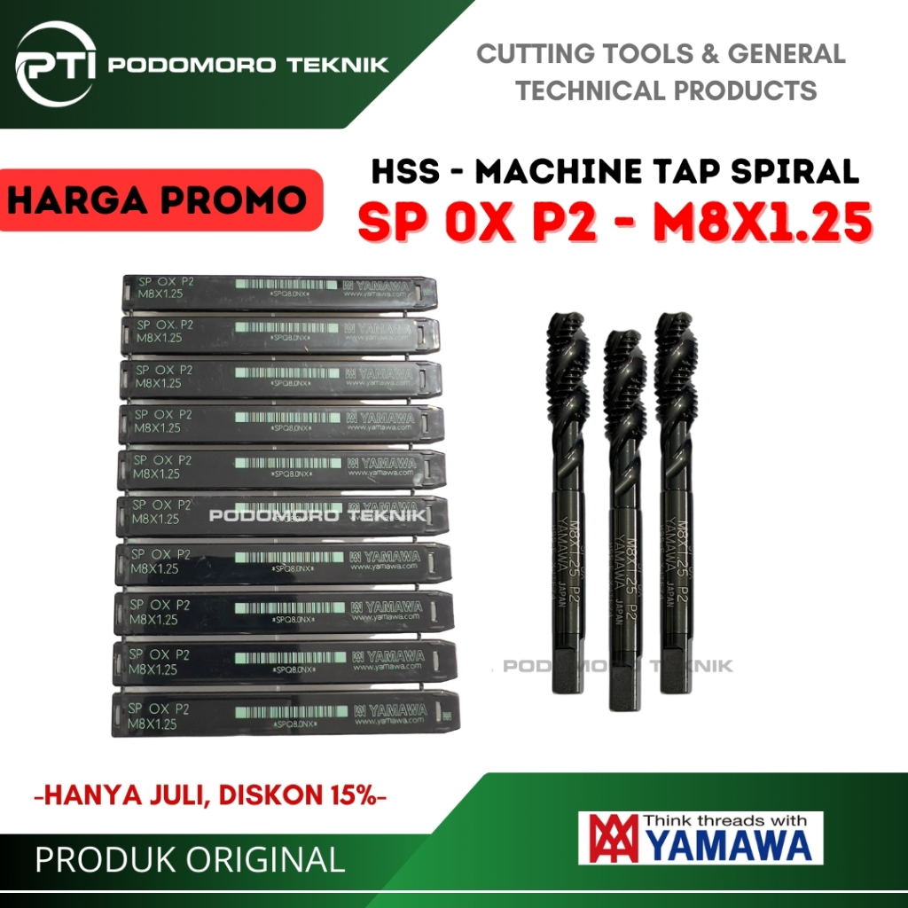 YAMAWA - Tap Spiral M8X1.25 SP OX P2 Tap Mesin M8X1.25 YAMAWA