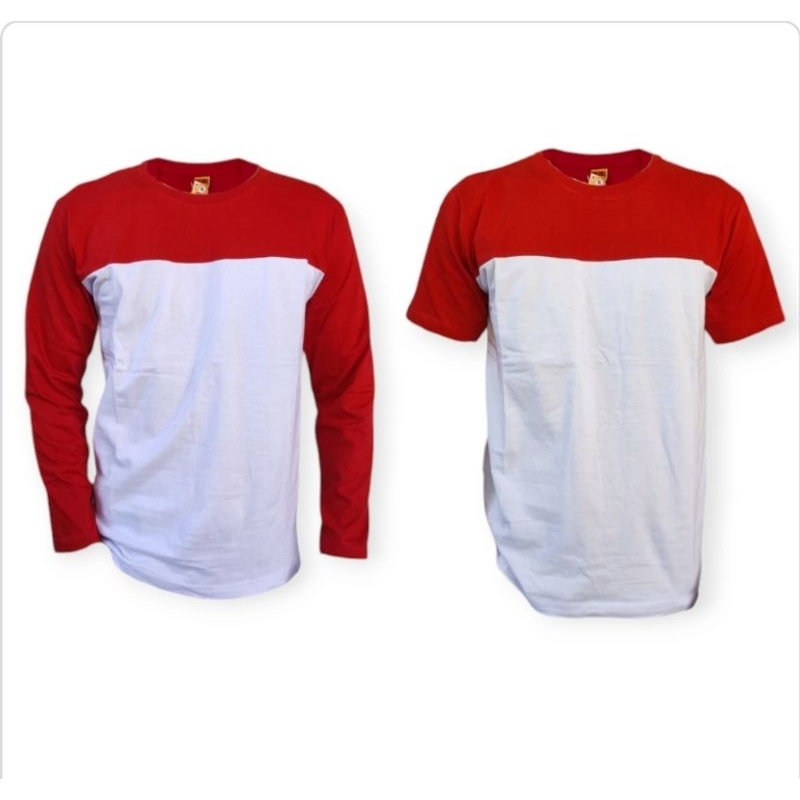 kaos MERAH PUTIH POLOS READY BANYAK panjang dan pendek