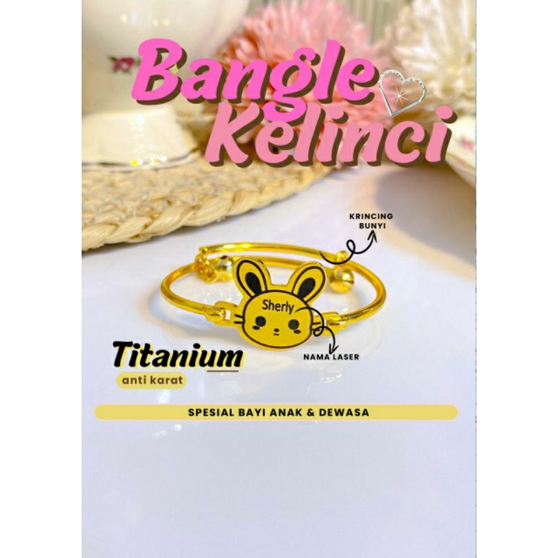 Gelang Nama Bangle Kelinci Fashion Anak Anti Karat