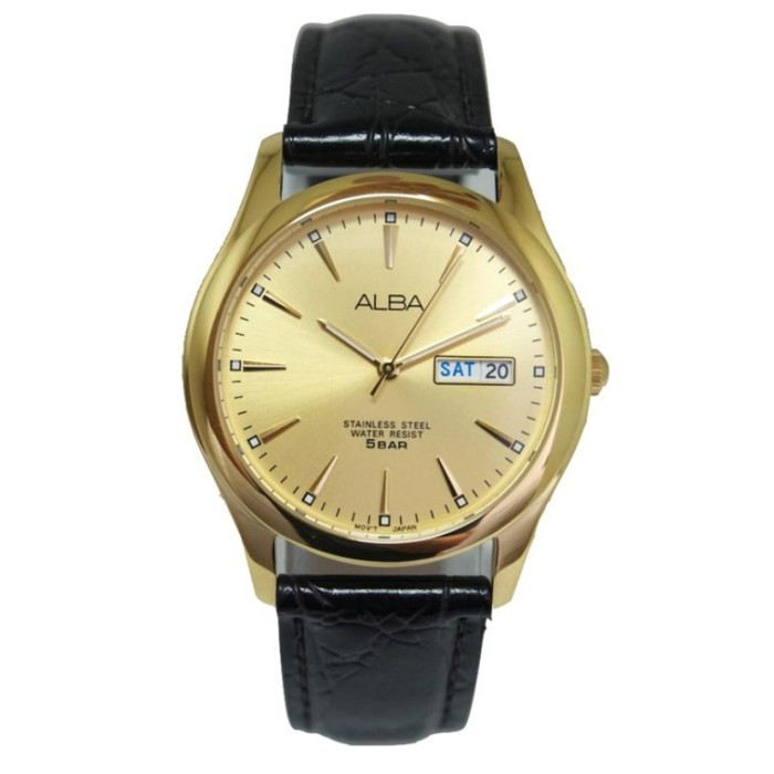 Jam Tangan Alba Pria Kulit Asli Anti Air Tanggal dan Hari Original