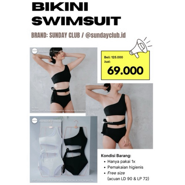 [PRELOVED] Sunday Club Black Bikini Swimwear Kekinian